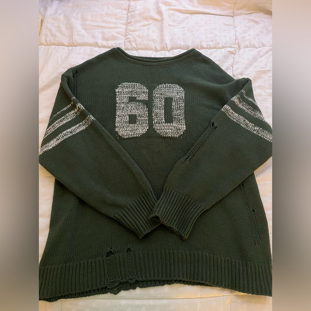 BDG Green Crew Neck Sweater with Number Design